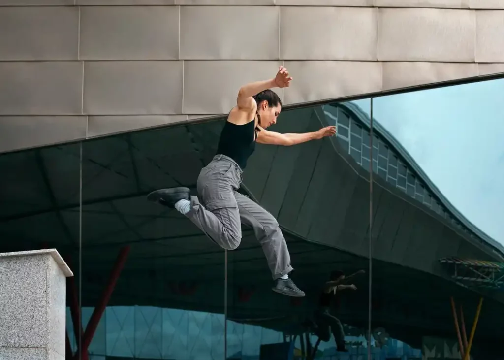 Girl doing parkour